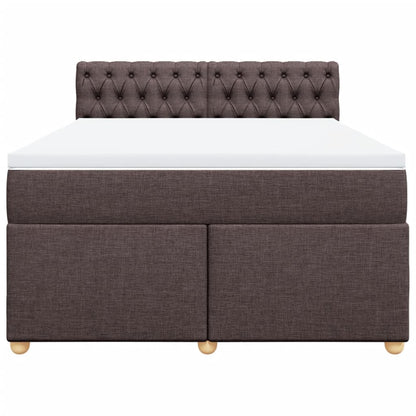 Boxspring met matras stof donkerbruin 140x190 cm