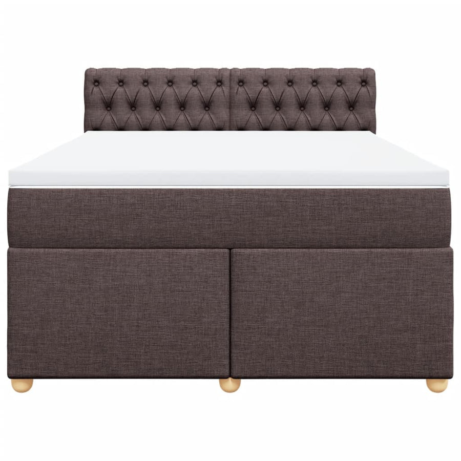 Boxspring met matras stof donkerbruin 140x190 cm