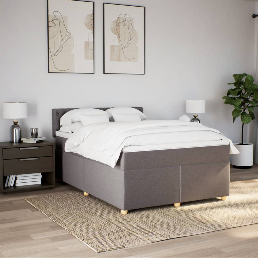 Boxspring met matras stof taupe 140x190 cm