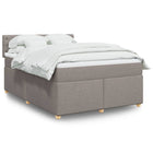 Box spring with fabric mattress taupe 140x190 cm