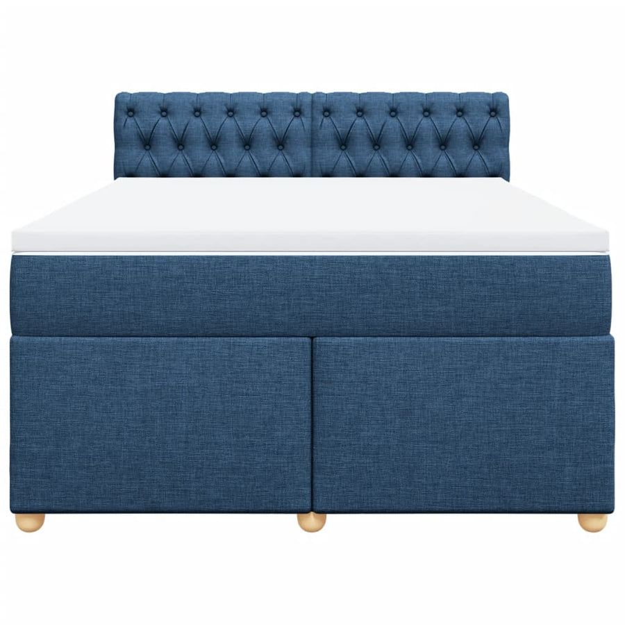 Boxspring met matras stof blauw 140x190 cm