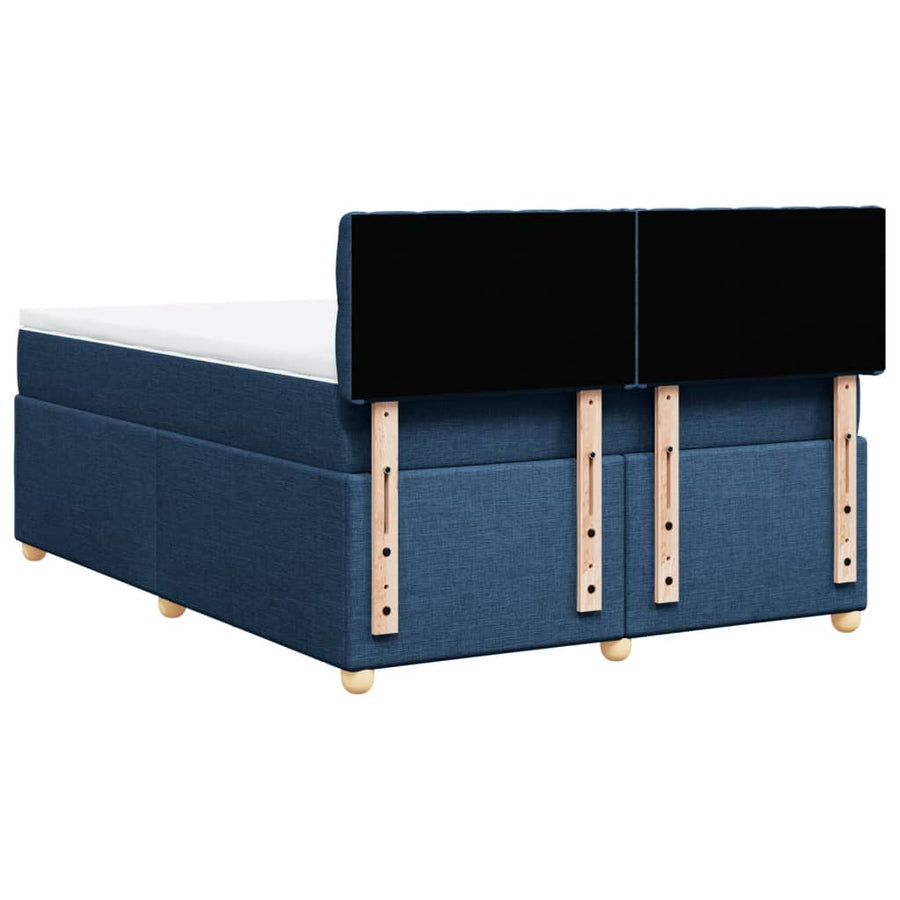 Boxspring met matras stof blauw 140x190 cm