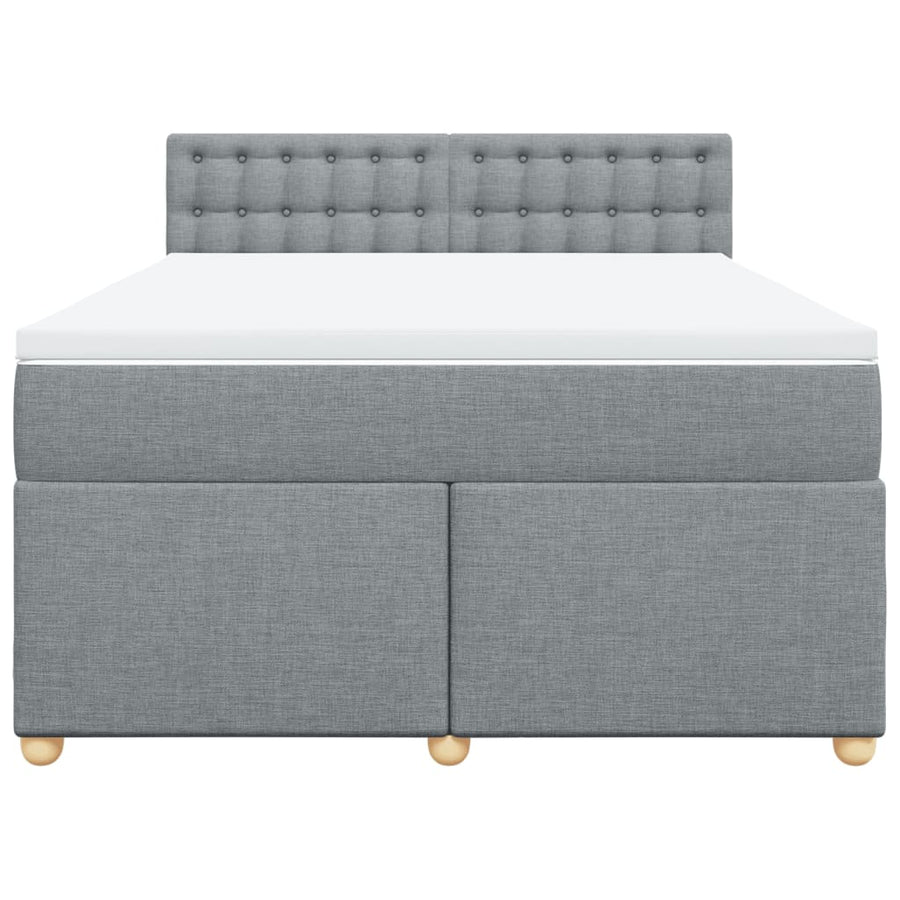 Boxspring met matras stof lichtgrijs 140x190 cm