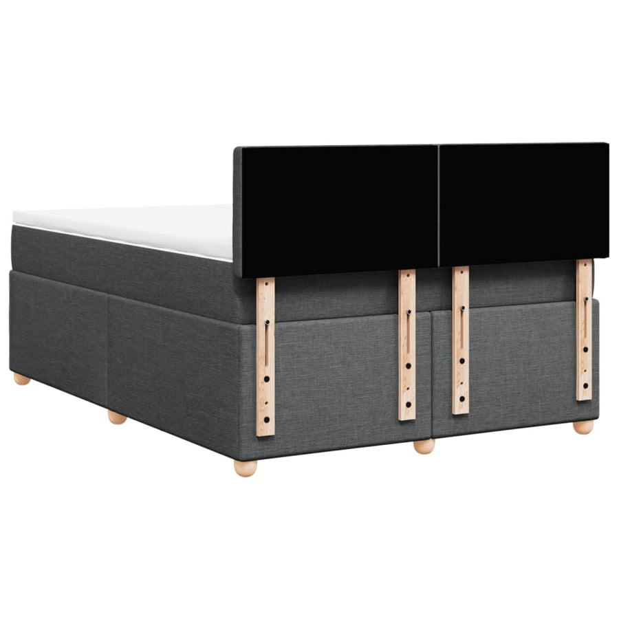 Boxspring met matras stof donkergrijs 140x190 cm