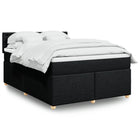 Box spring with fabric mattress black 140x190 cm