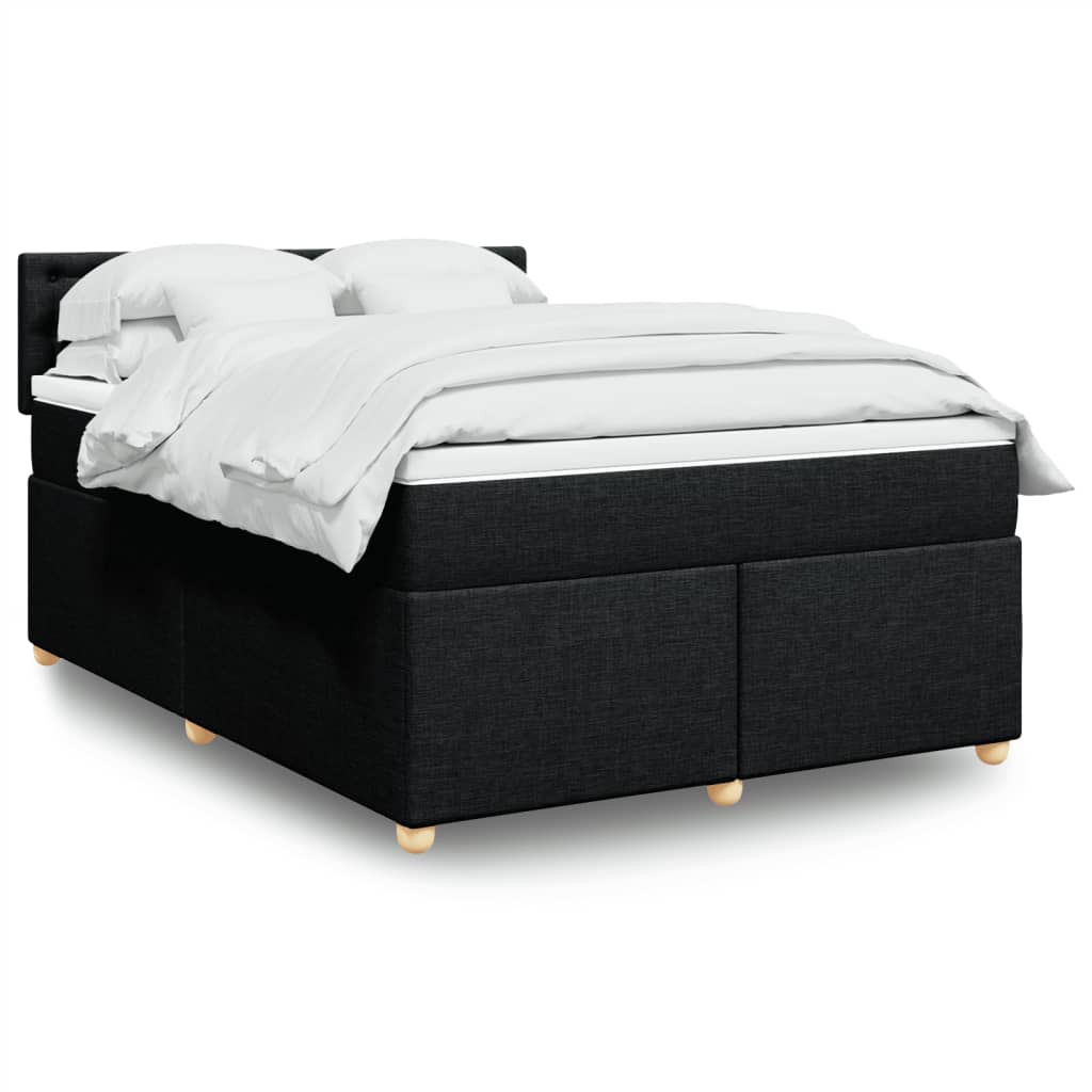 Boxspring met matras stof zwart 140x190 cm