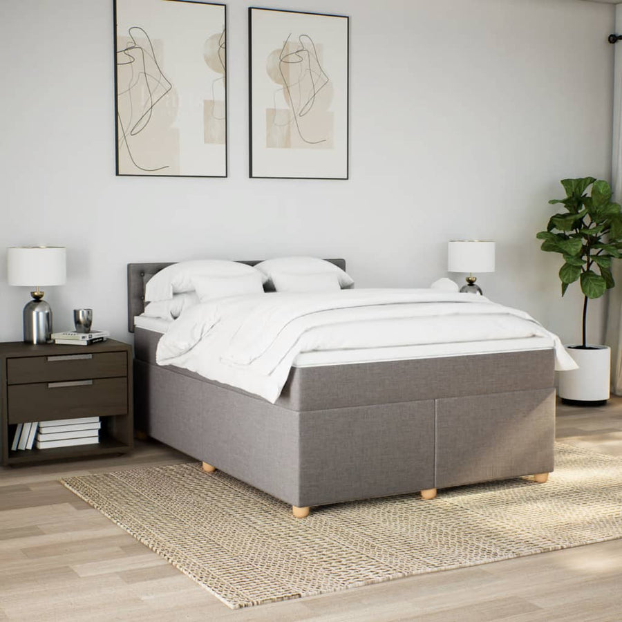 Boxspring met matras stof taupe 140x190 cm