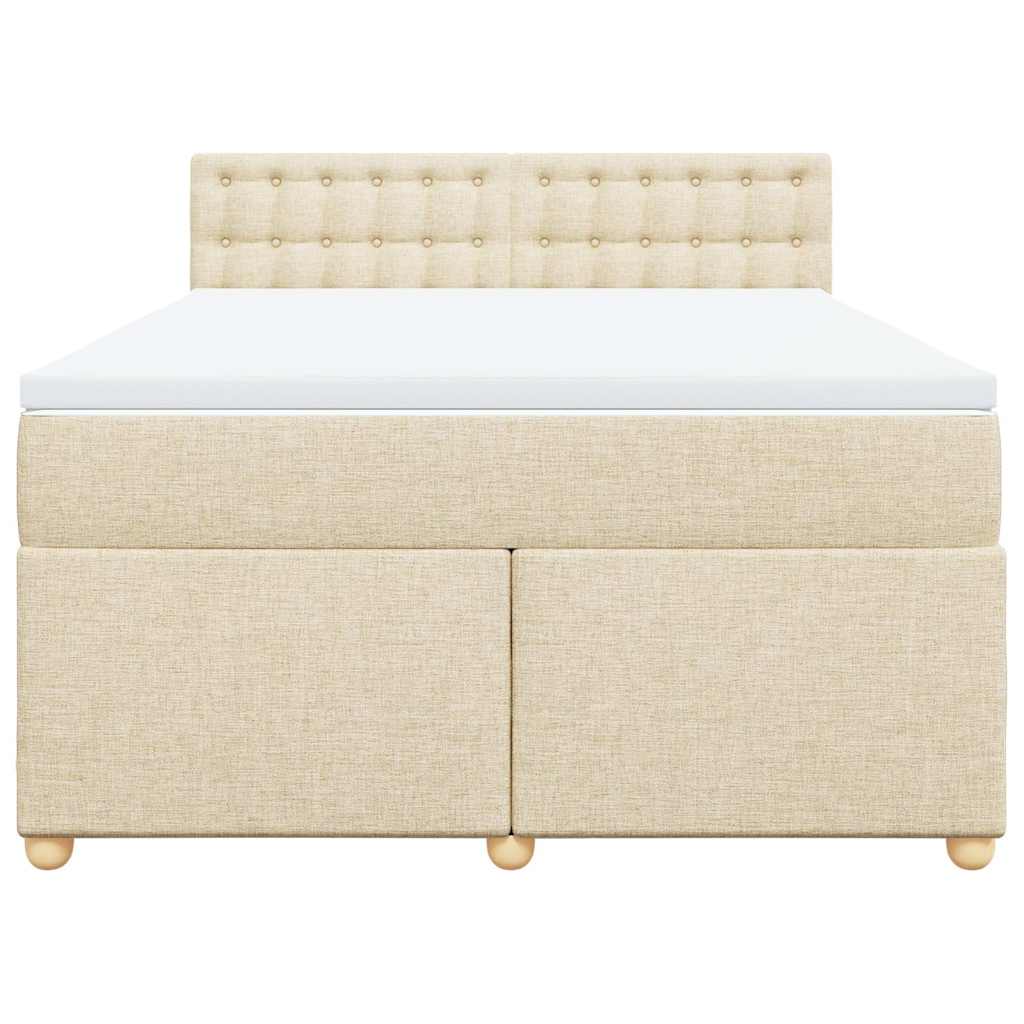 Boxspring met matras stof crèmekleurig 140x190 cm