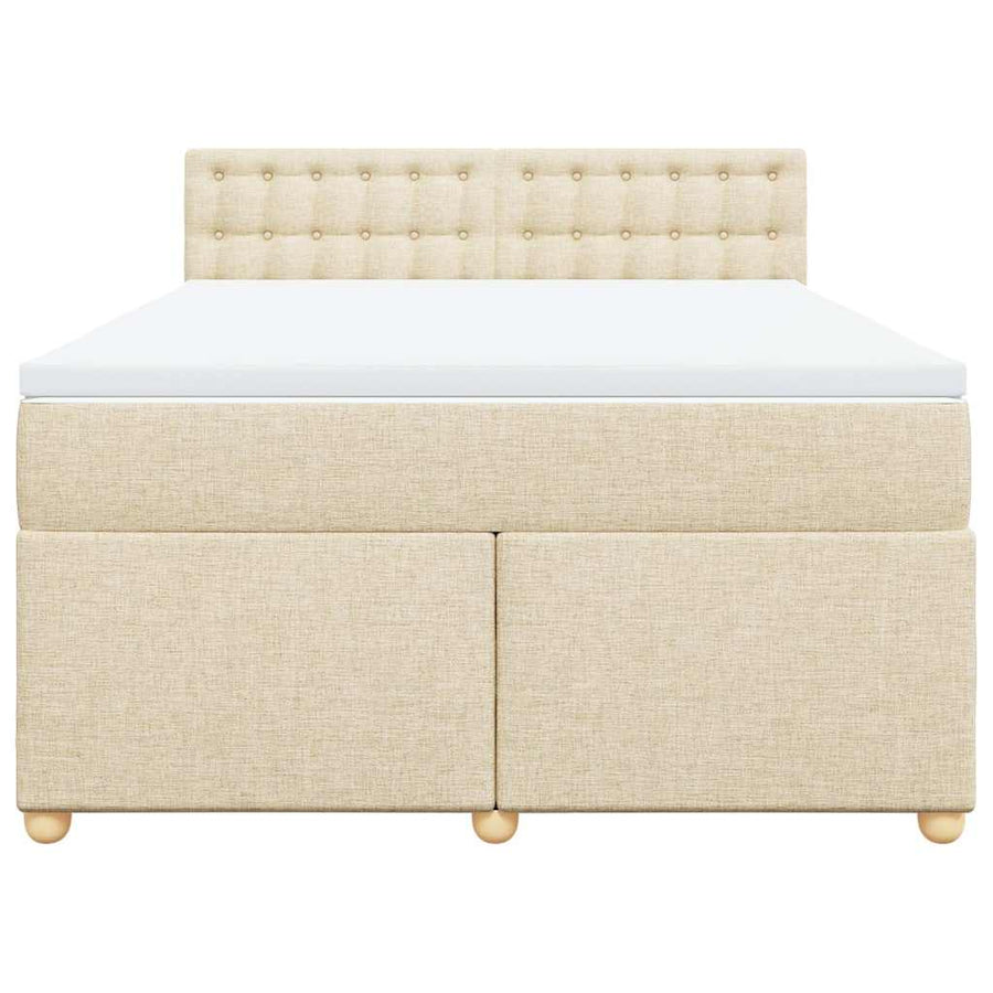 Boxspring met matras stof crèmekleurig 140x190 cm