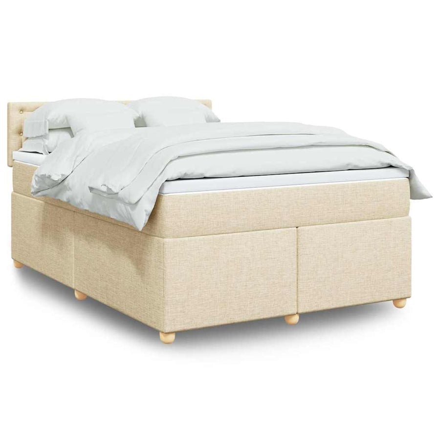 Boxspring met matras stof crèmekleurig 140x190 cm