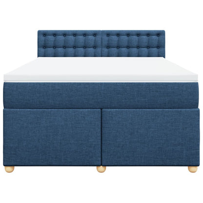 Boxspring met matras stof blauw 140x190 cm