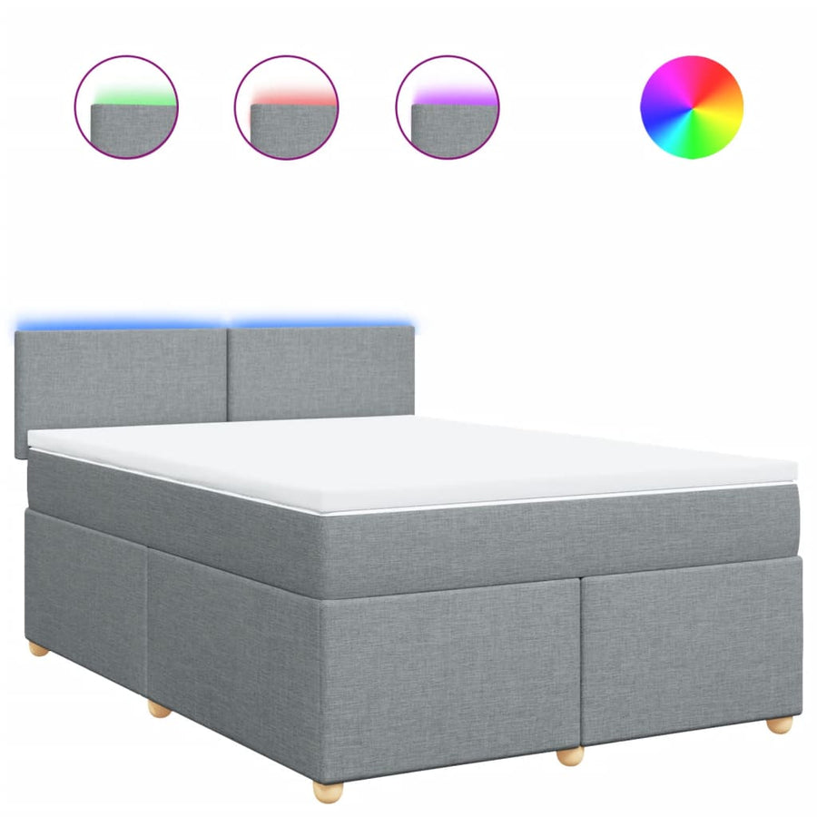 Boxspring met matras stof lichtgrijs 140x200 cm