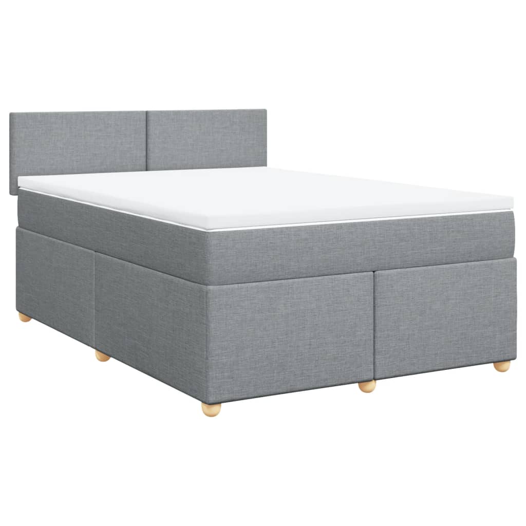 Boxspring met matras stof lichtgrijs 140x200 cm