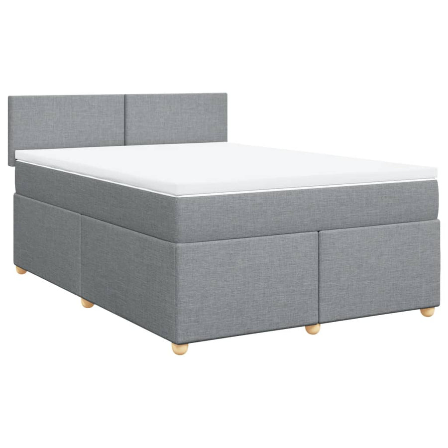 Boxspring met matras stof lichtgrijs 140x200 cm