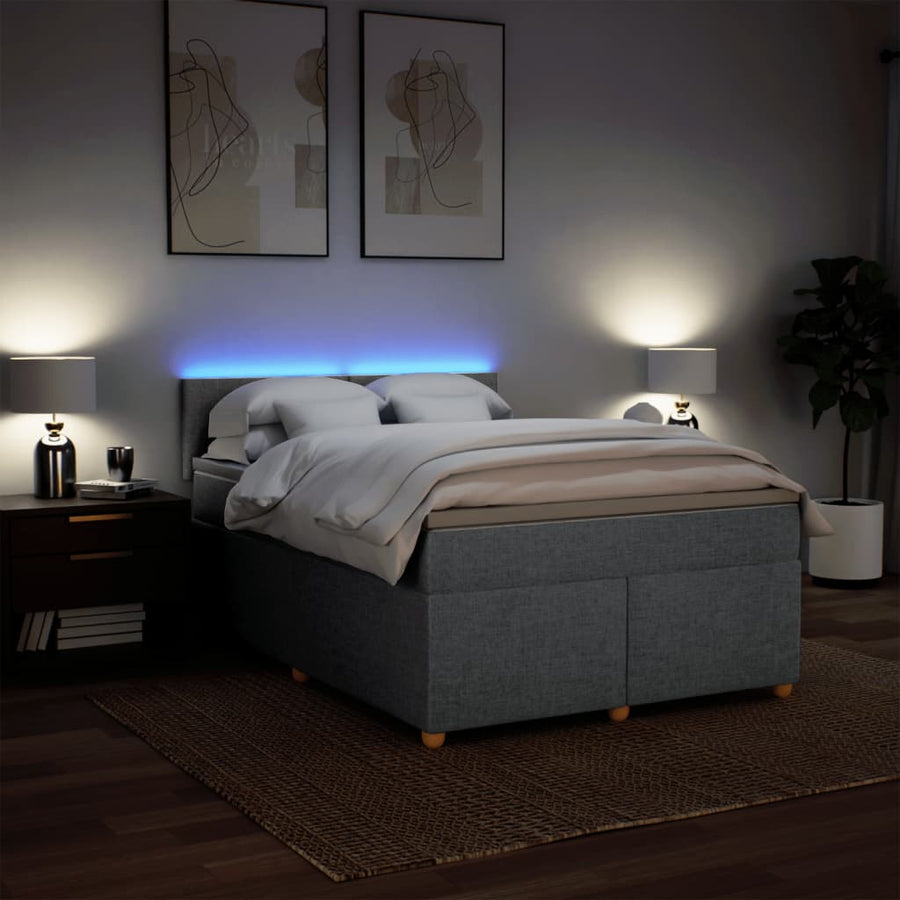 Boxspring met matras stof lichtgrijs 140x200 cm