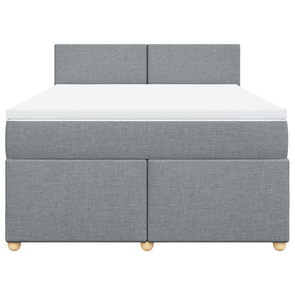 Boxspring met matras stof lichtgrijs 140x200 cm