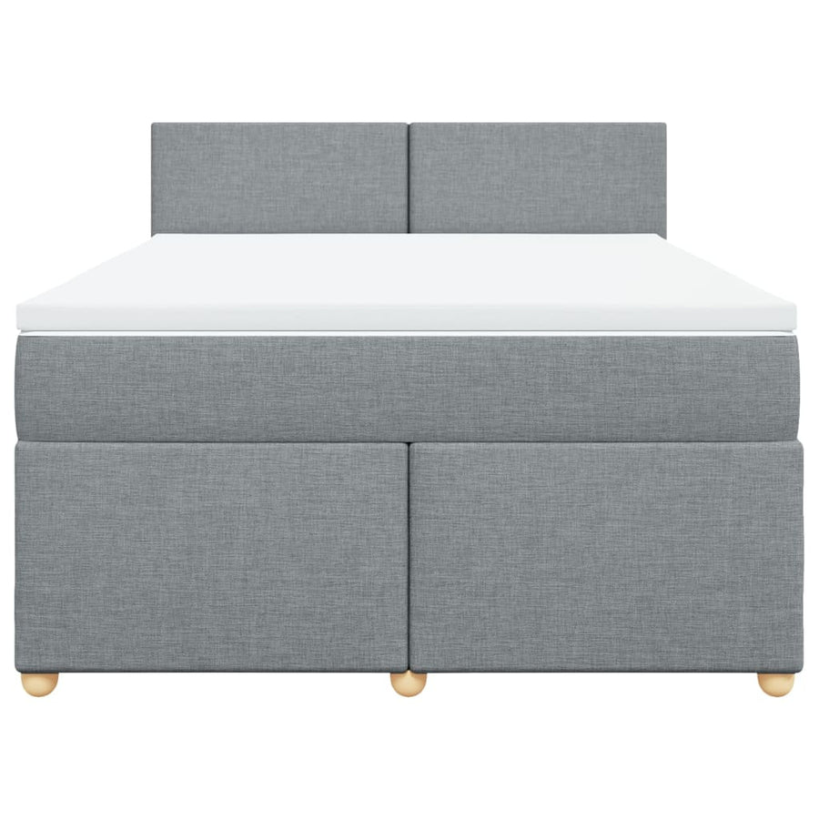 Boxspring met matras stof lichtgrijs 140x200 cm