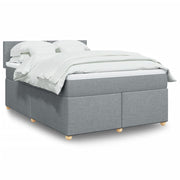 Box spring with light grey fabric mattress 140x200 cm