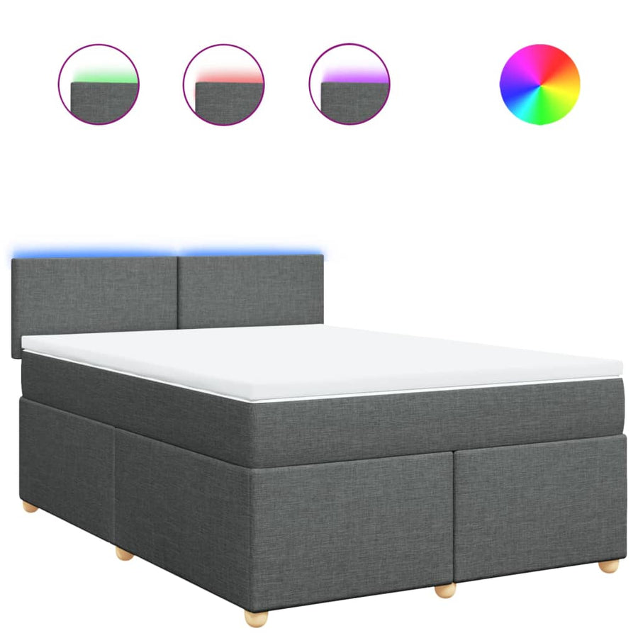 Boxspring met matras stof donkergrijs 140x200 cm