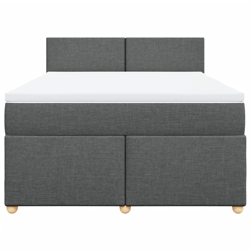 Boxspring met matras stof donkergrijs 140x200 cm