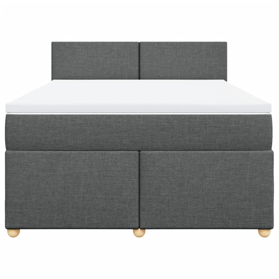 Boxspring met matras stof donkergrijs 140x200 cm