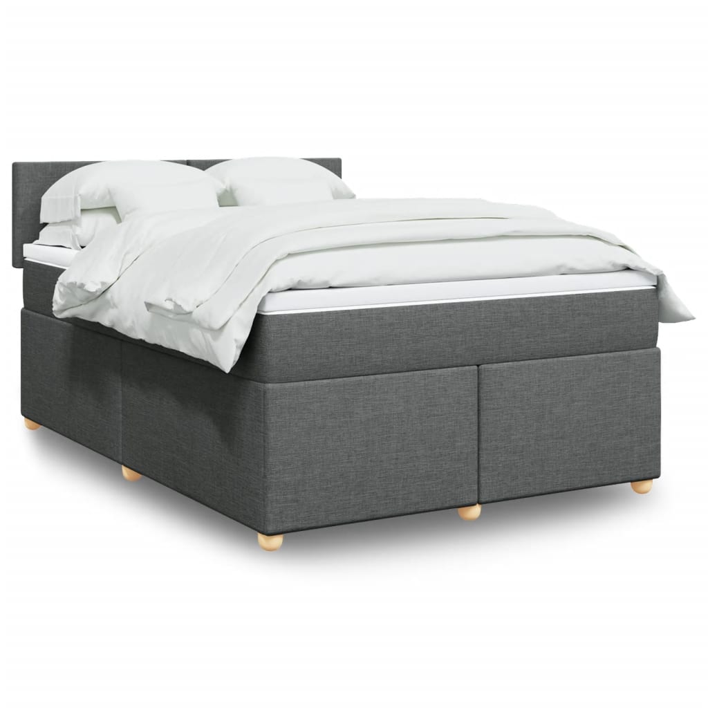 Boxspring met matras stof donkergrijs 140x200 cm