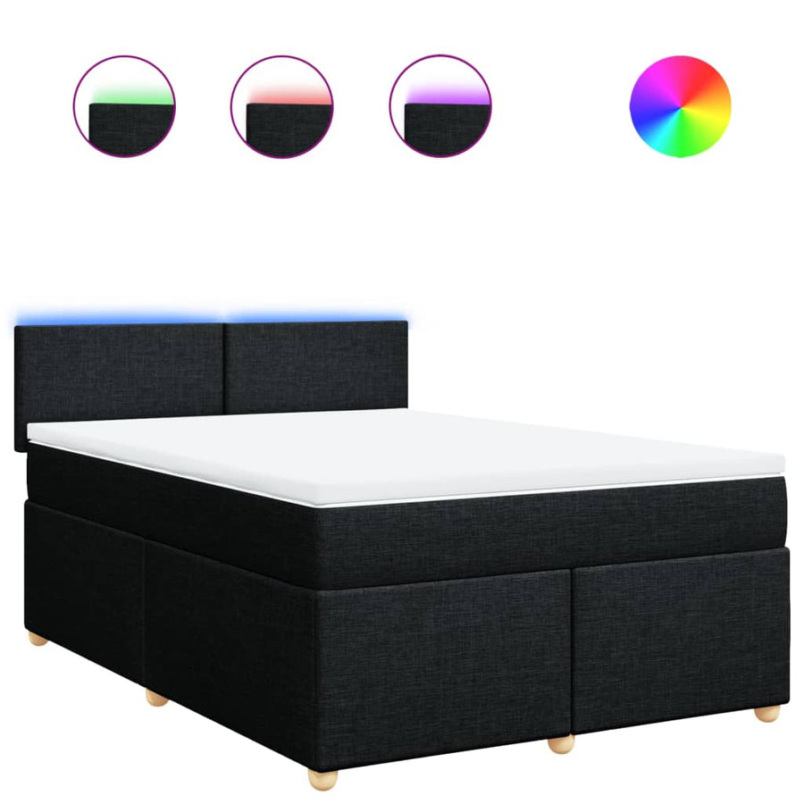 Boxspring met matras stof zwart 140x200 cm
