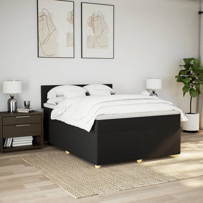 Boxspring met matras stof zwart 140x200 cm