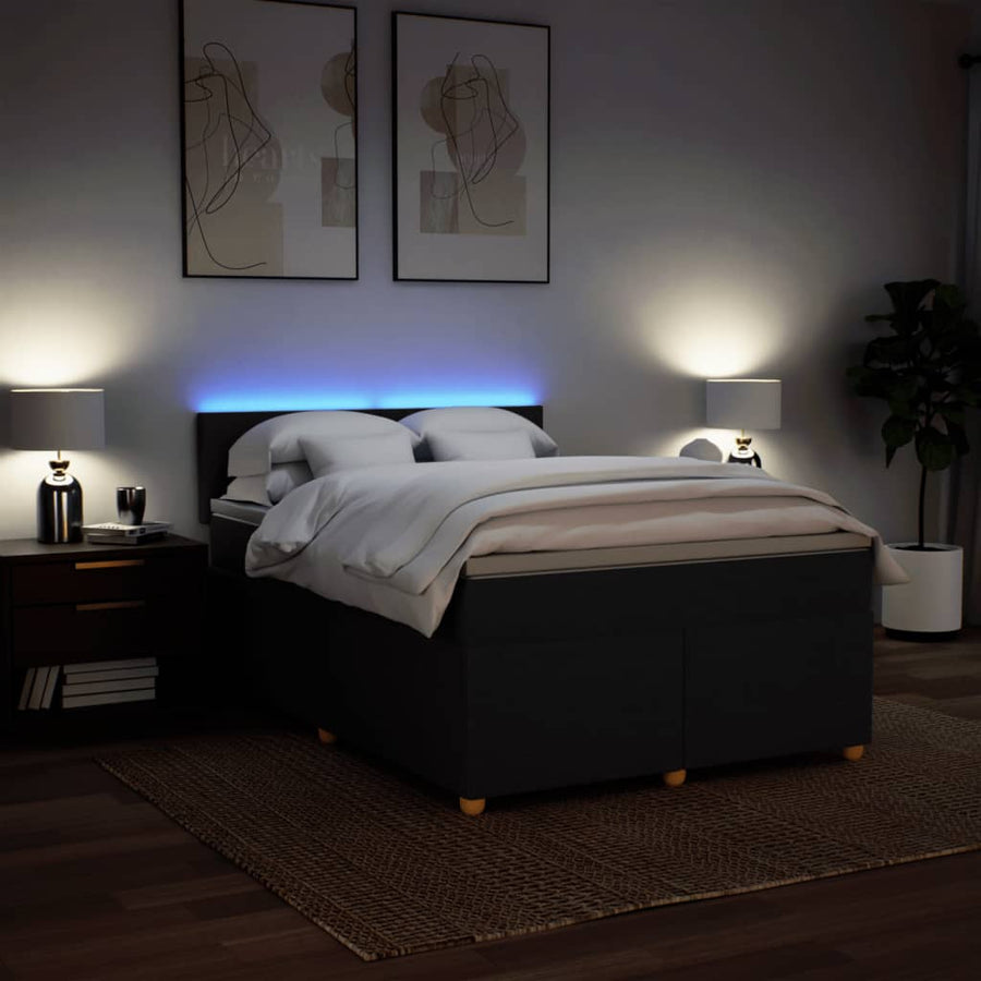 Boxspring met matras stof zwart 140x200 cm