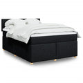 Boxspring met matras stof zwart 140x200 cm