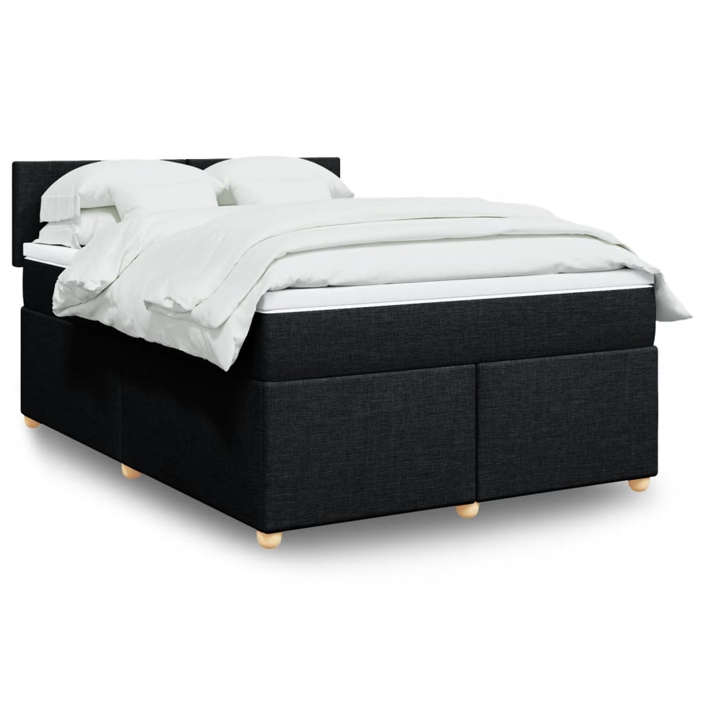 Boxspring met matras stof zwart 140x200 cm