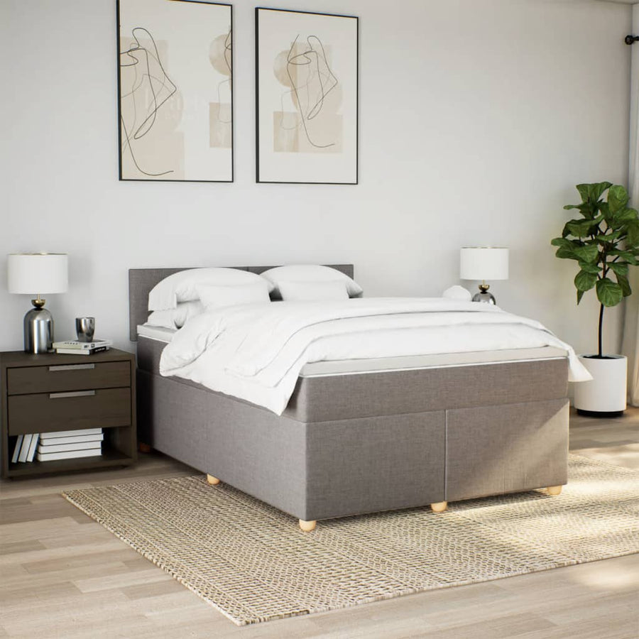 Boxspring met matras stof taupe 140x200 cm