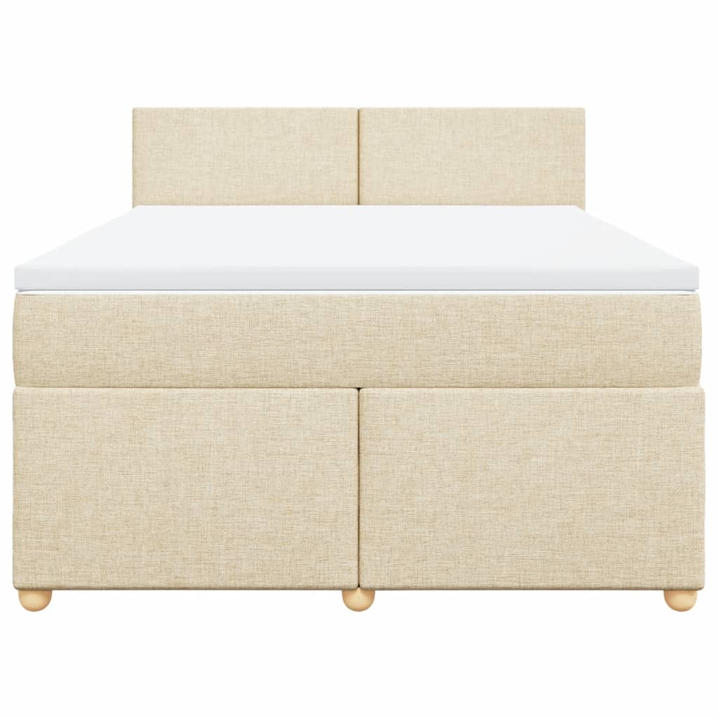 Boxspring met matras stof crèmekleurig 140x200 cm