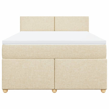 Boxspring met matras stof crèmekleurig 140x200 cm