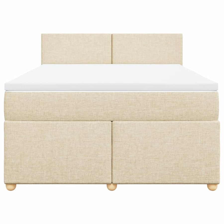 Boxspring met matras stof crèmekleurig 140x200 cm