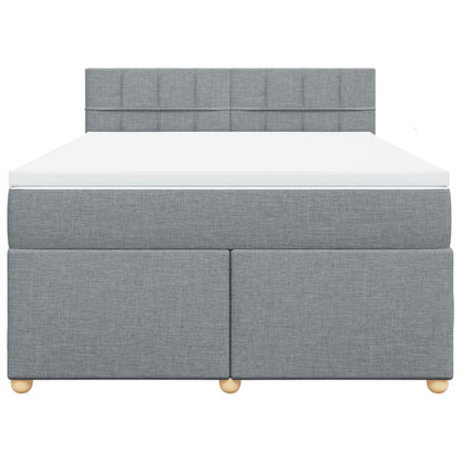 Boxspring met matras stof lichtgrijs 140x200 cm