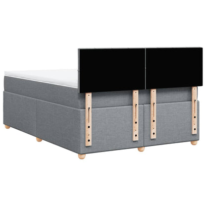 Boxspring met matras stof lichtgrijs 140x200 cm