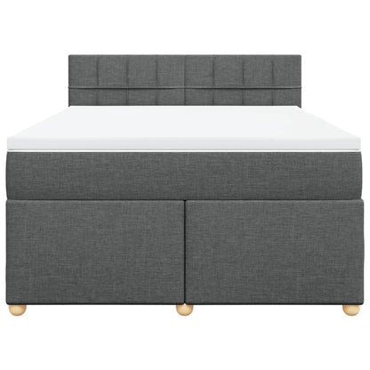 Boxspring met matras stof donkergrijs 140x200 cm