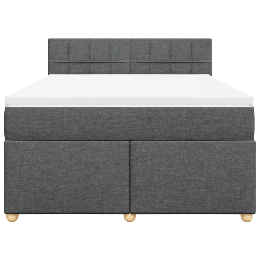 Boxspring met matras stof donkergrijs 140x200 cm