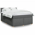 Dark grey fabric box spring with mattress 140x200 cm