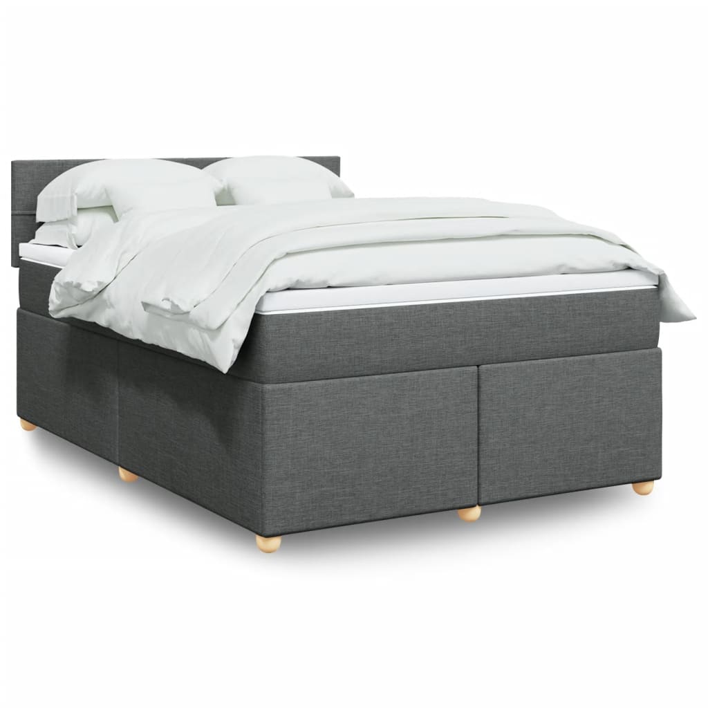 Boxspring met matras stof donkergrijs 140x200 cm