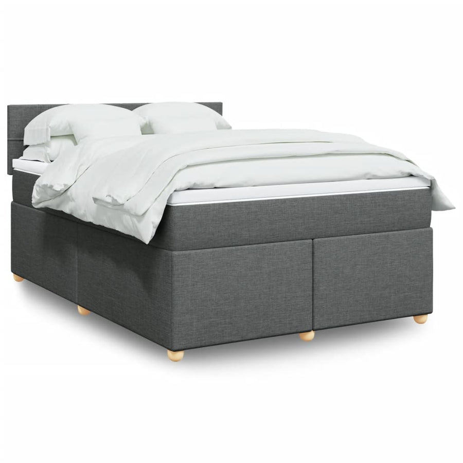 Boxspring met matras stof donkergrijs 140x200 cm
