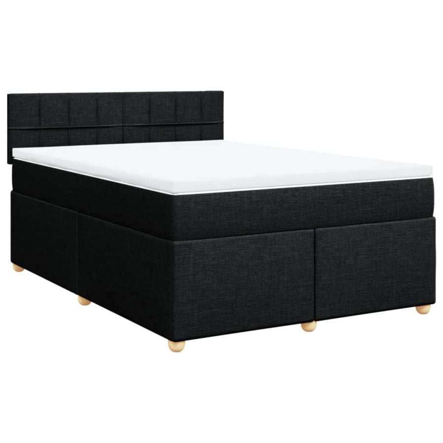 Boxspring met matras stof zwart 140x200 cm