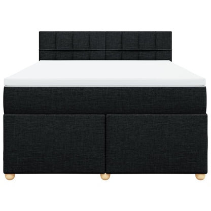Boxspring met matras stof zwart 140x200 cm
