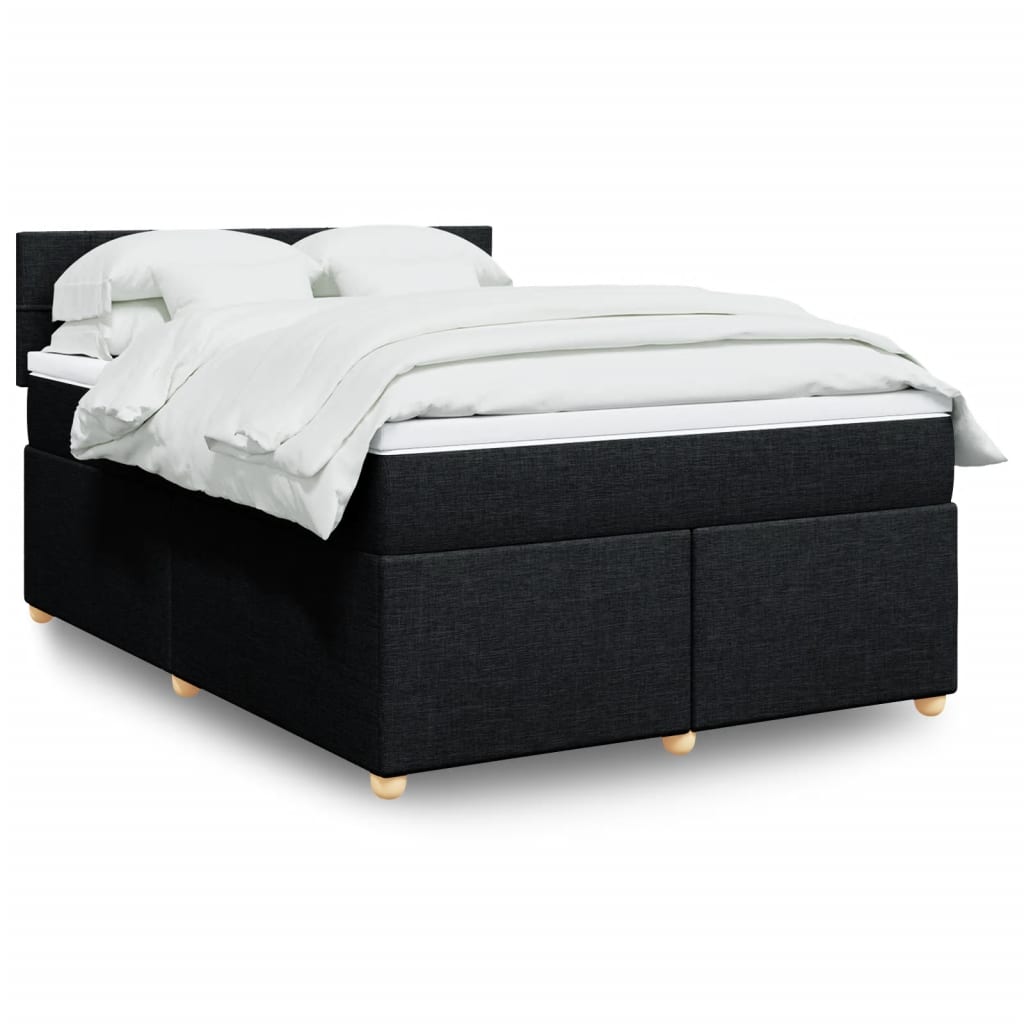 Boxspring met matras stof zwart 140x200 cm