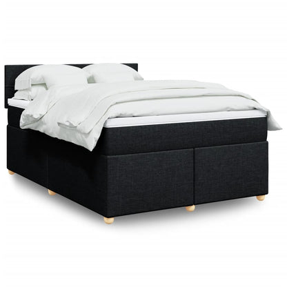 Boxspring met matras stof zwart 140x200 cm