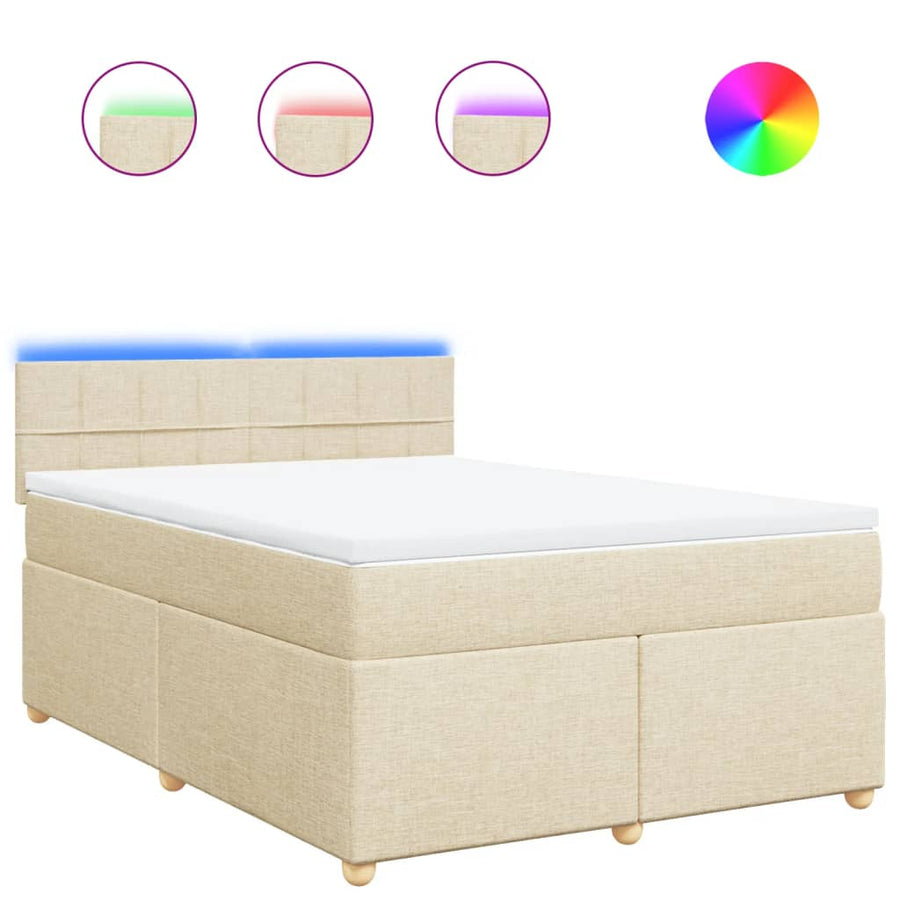 Boxspring met matras stof crèmekleurig 140x200 cm