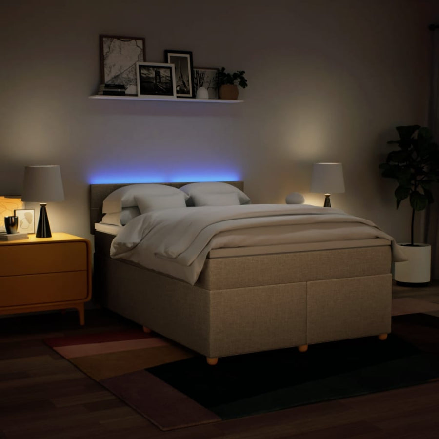 Boxspring met matras stof crèmekleurig 140x200 cm
