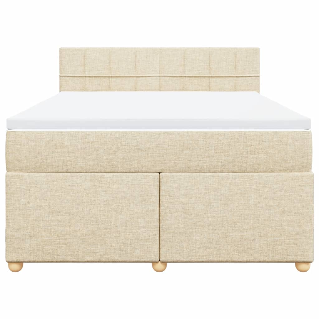 Boxspring met matras stof crèmekleurig 140x200 cm