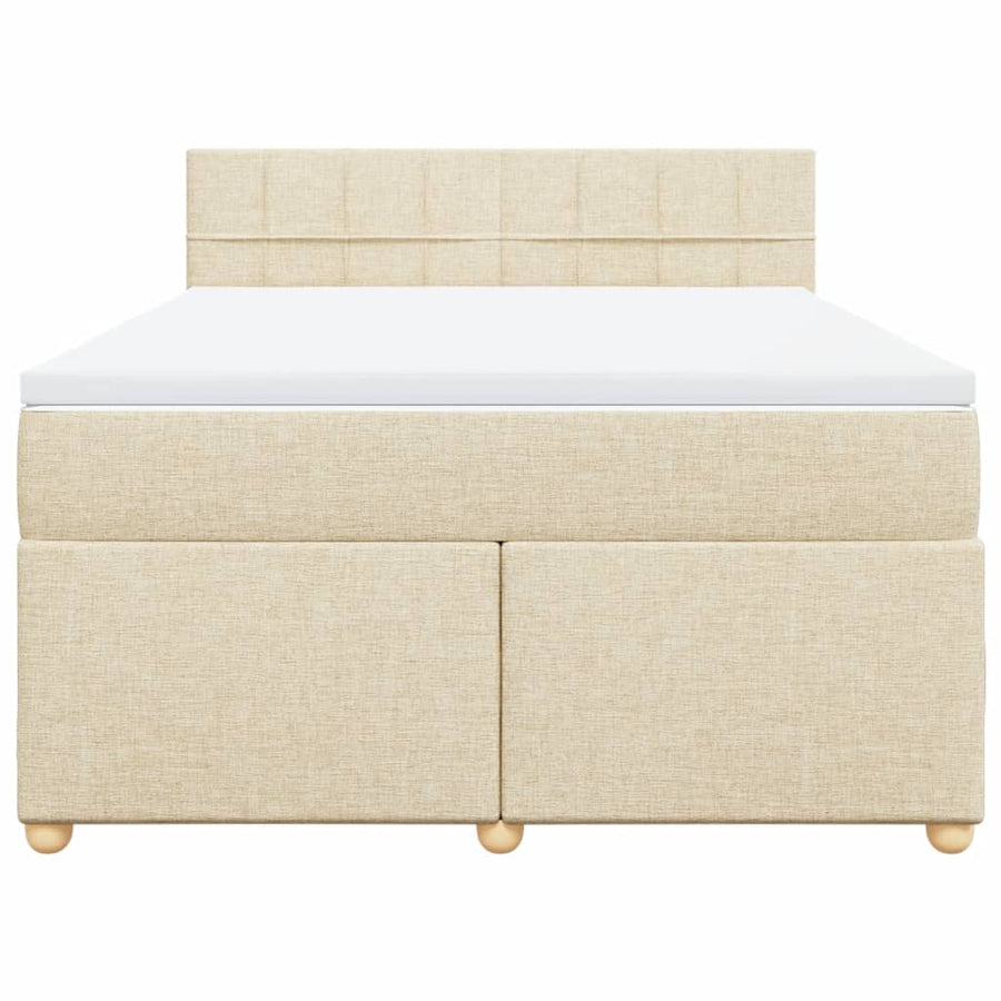 Boxspring met matras stof crèmekleurig 140x200 cm